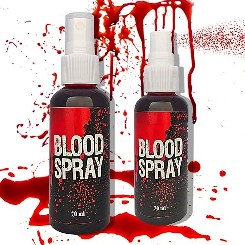 Fusang 2 PCS Fake Blood Spray,Halloween Fake Blood Washable Realistic Special Effects Zombie Vampire Costume Makeup & Dress Up,SFX Makeup Fake Liquid