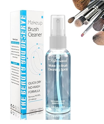 Felico Makeup Brush Cleaner for Cosmetic Brushes, No-washing Quick Drying Deep Cleaning Spray Ideal for Makeup Brushes Sponges for Women Girls 3.38 oz