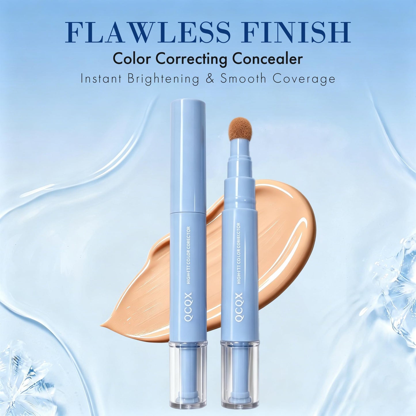 QCQX Dual-effect Concealer Pen & Foundation Eye Concealer - 24-Hour Long-LastingFull Coverage Matte Finish.Healthy Skin Glow Perfector Concealer Pen