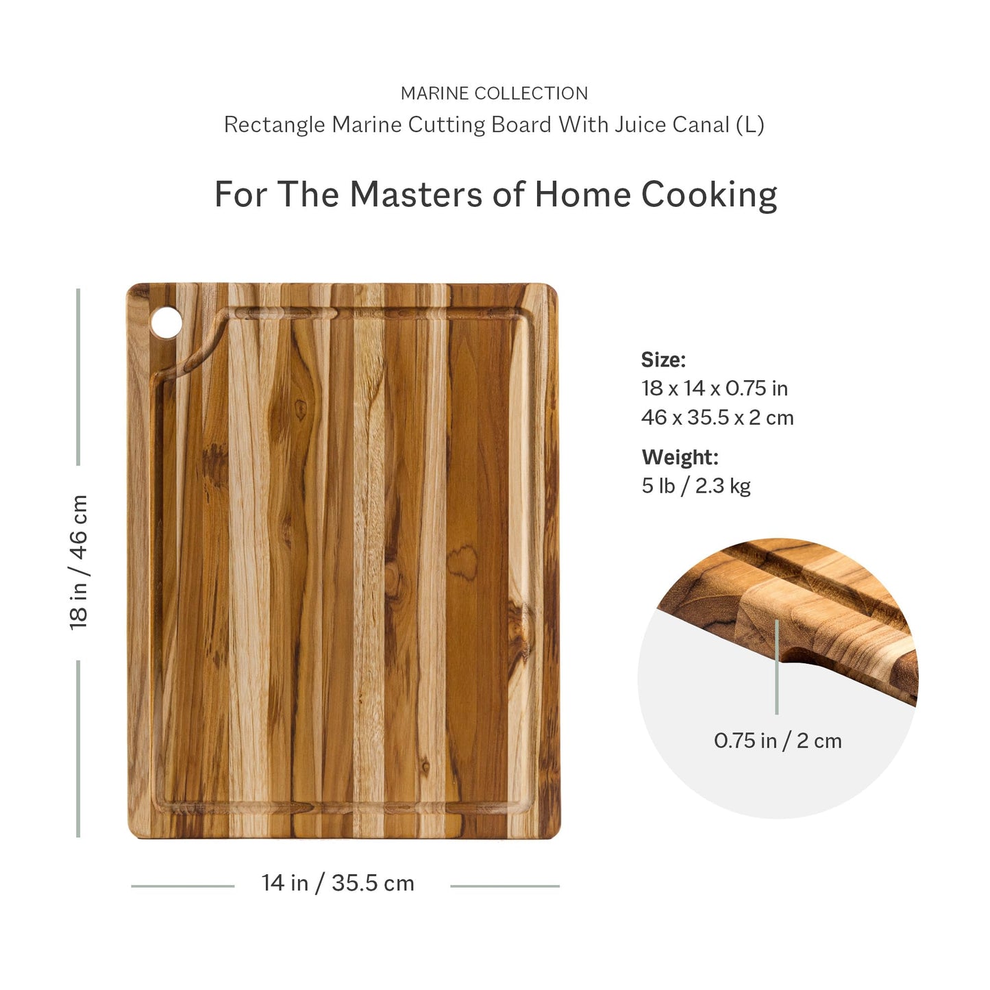 Teakhaus Marine Cutting Board with Juice Groove - Large Rectangle Bar Cutting Board - Holiday Gift Ideas for Men and Women - Gift-Ready, Reversible…