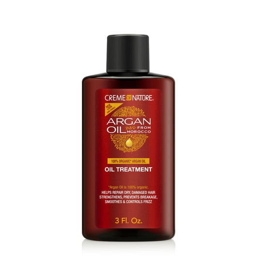 Creme of Nature Argan Oil Treatment, Adds Shine & Smooths Frizz, Strengthens and Repairs Dry Hair, Lightweight Daily Use, Stocking Stuffer, 3 fl oz