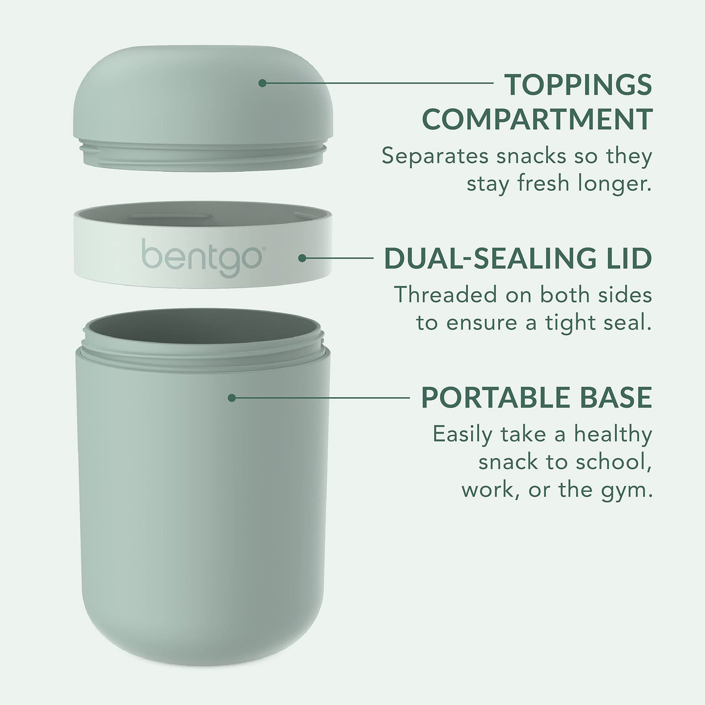 Bentgo Snack Cup - Reusable Snack Container with Leak-Proof Design, Toppings Compartment, and Dual-Sealing Lid, Portable & Lightweight for Work…