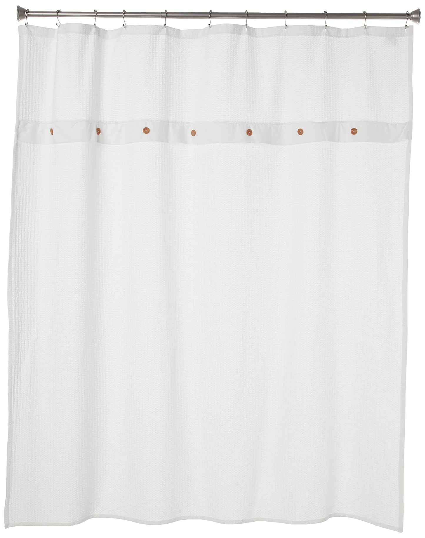 Madison Park Finley 100% Cotton Shower Curtain, Waffle Weave Texutre Minimalistic Design, Modern Bathroom Decor, Machine Washable, Fabric Privacy…