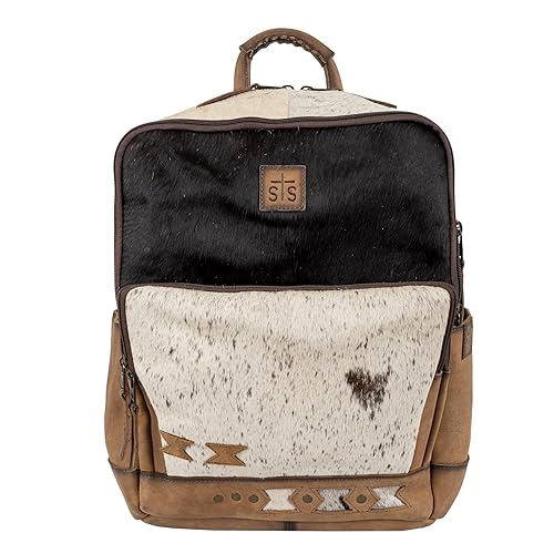 STS Women's Roswell Faye Durable Leather Backpack w/3 Zip Compartments, Cowhide/Veg Tan, 13" W x 15.5" H x 6" D