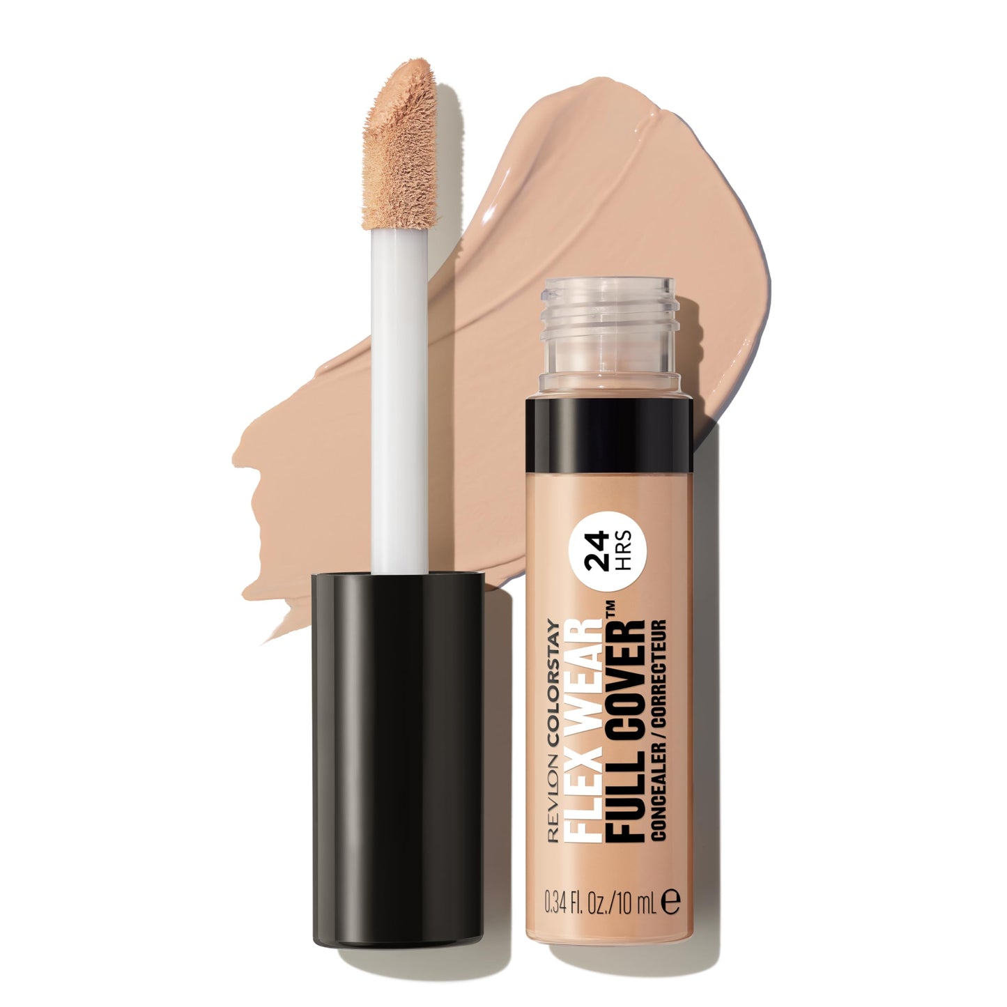 Revlon ColorStay Flex Wear, Full Cover Non-Creasing Concealer, Infused with Hyaluronic Acid & Vitamin E, Flexible Longwear, 026 Crème Brulee, 0.34 Fl