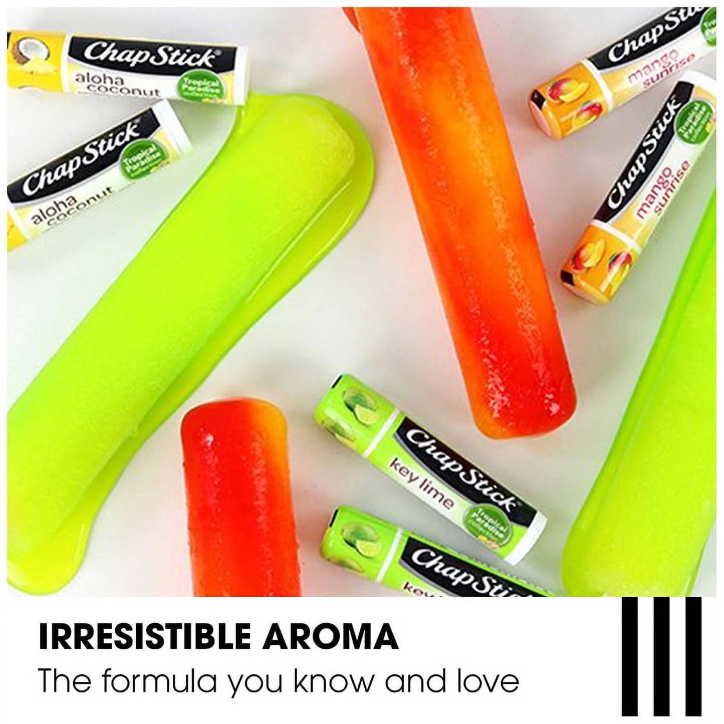 ChapStick Lip Care Set, Tropical Paradise Collection 3-Pack - Mango Sunrise, Key Lime & Aloha Coconut Lip Balm, 0.15 Oz Ea