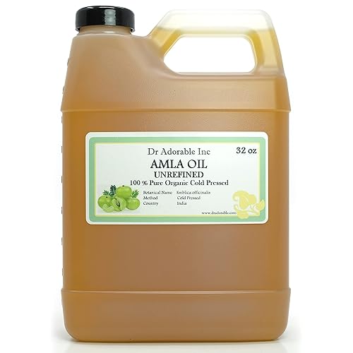 Dr Adorable - 32 oz - Organic AMLA OIL UNREFINED - 100% Pure Cold Pressed Extra Virgin for Healthy Hair and Moisturized Scalp
