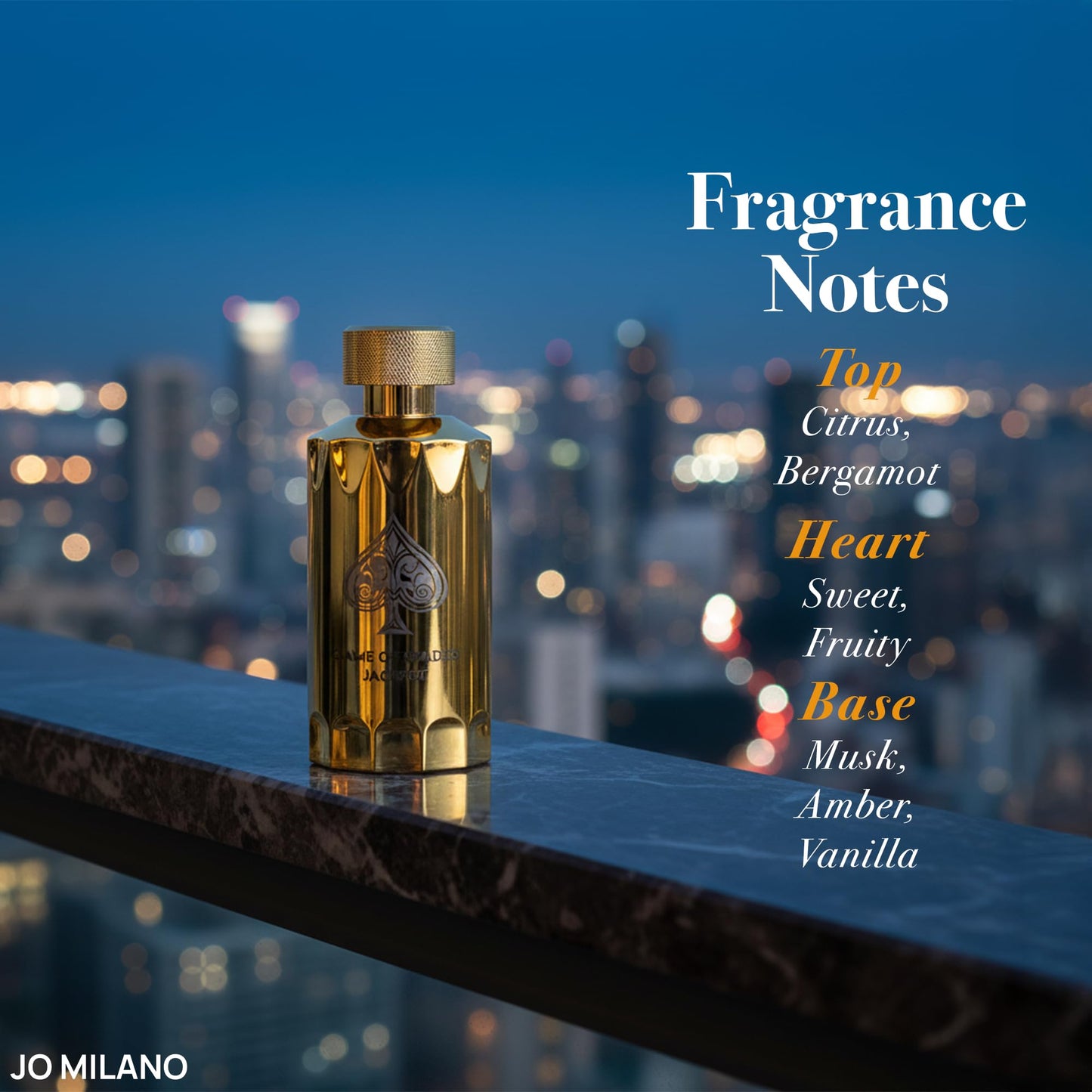 Jo Milano Game of Spades Jackpot Parfum Spray | 3.4 oz (100ml) | Vanilla, Amber, Sweet, Fresh, Fruity Scent | Long Lasting Fragrance for Men and Women