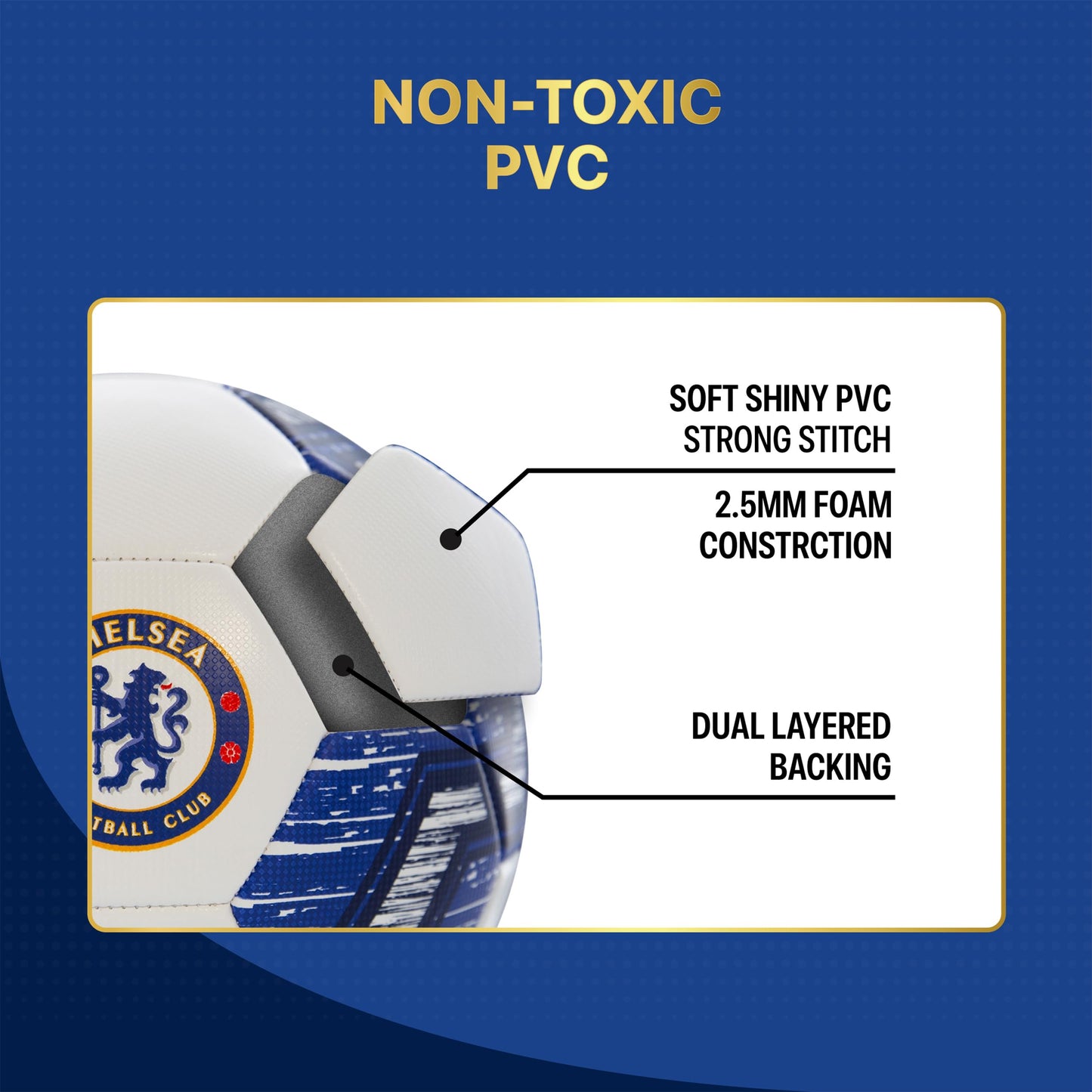 Icon Sports Officially Licensed Chelsea FC Regulation Size 5 Geometric Soccer Ball