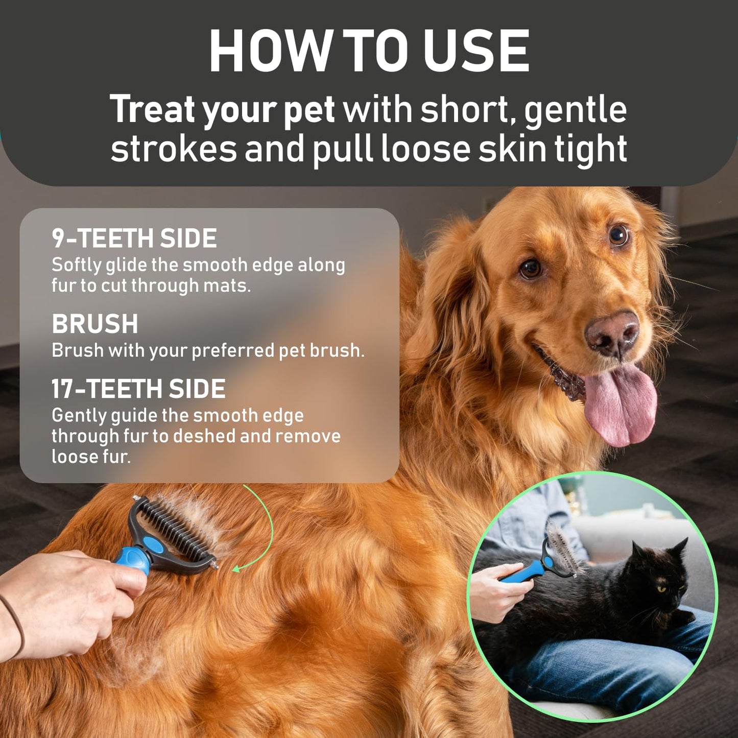 Maxpower Planet Pet Grooming Rake – Double-Sided Deshedding Tool for Dogs & Cats, Reduces Shedding by 95% – Long Hair Comb