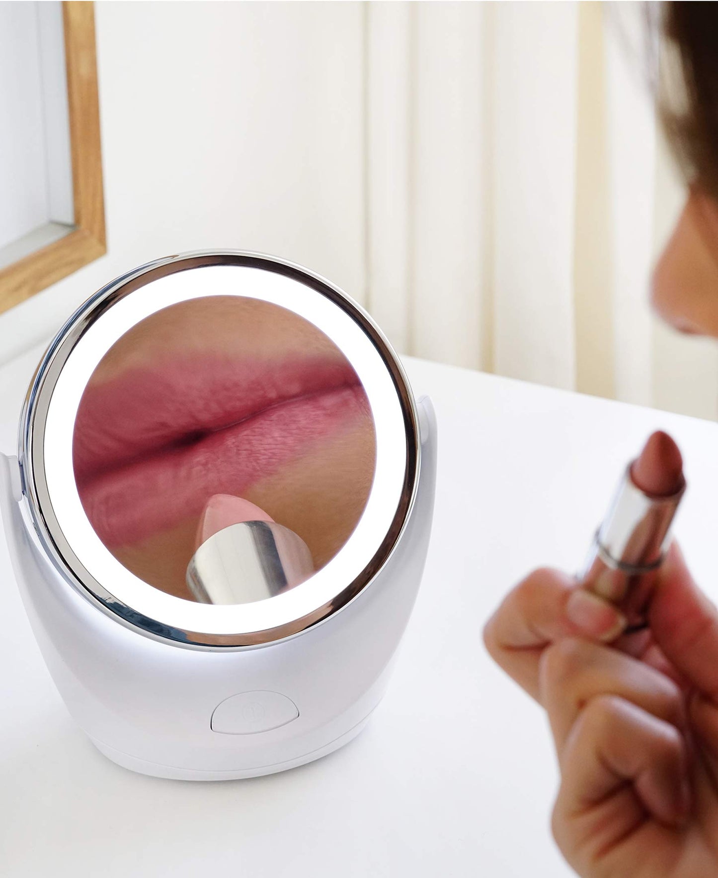 Aurora Health & Beauty 1x/5x Led Vanity/Makeup Mirror, 360 Rotation, Portable With Led Ring