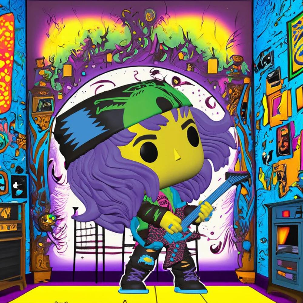 Funko Pop! Stranger Things Eddie with Guitar Blacklight Vinyl Figure #1462 - Entertainment Earth Exclusive