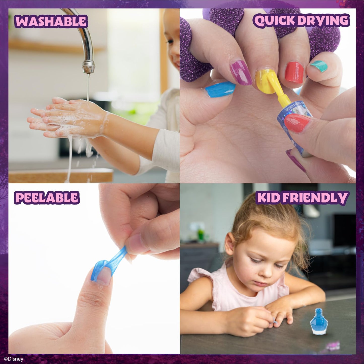 Townley Girl Disney Frozen Non-Toxic Peel-Off Water-Based Natural Safe Quick Dry Nail Polish Gift Kit Set for Kids Girls Set With Bonus Nail