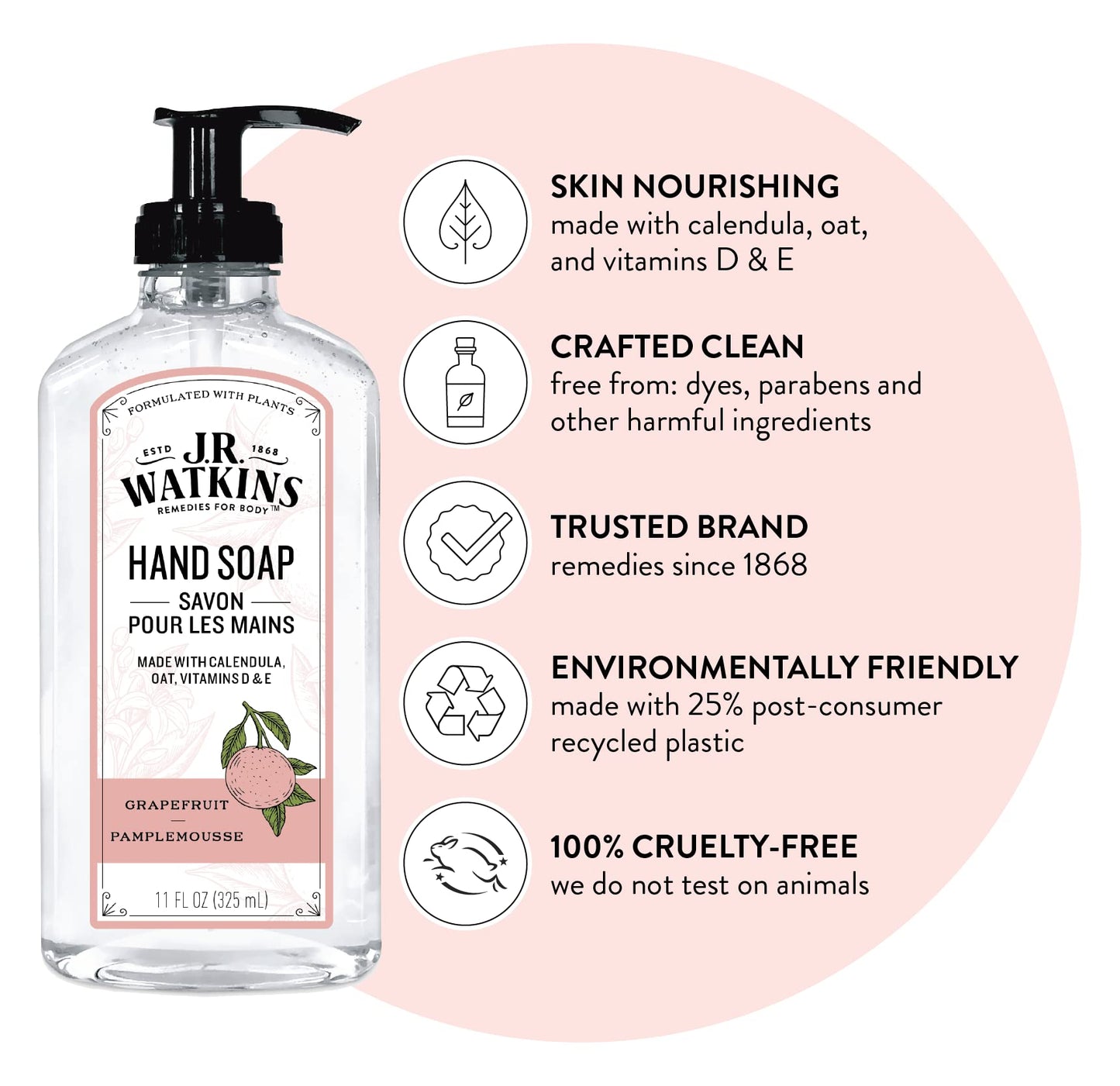 Jr Watkins Natural Home Care Hand Soap, Grapefruit - 11 Oz