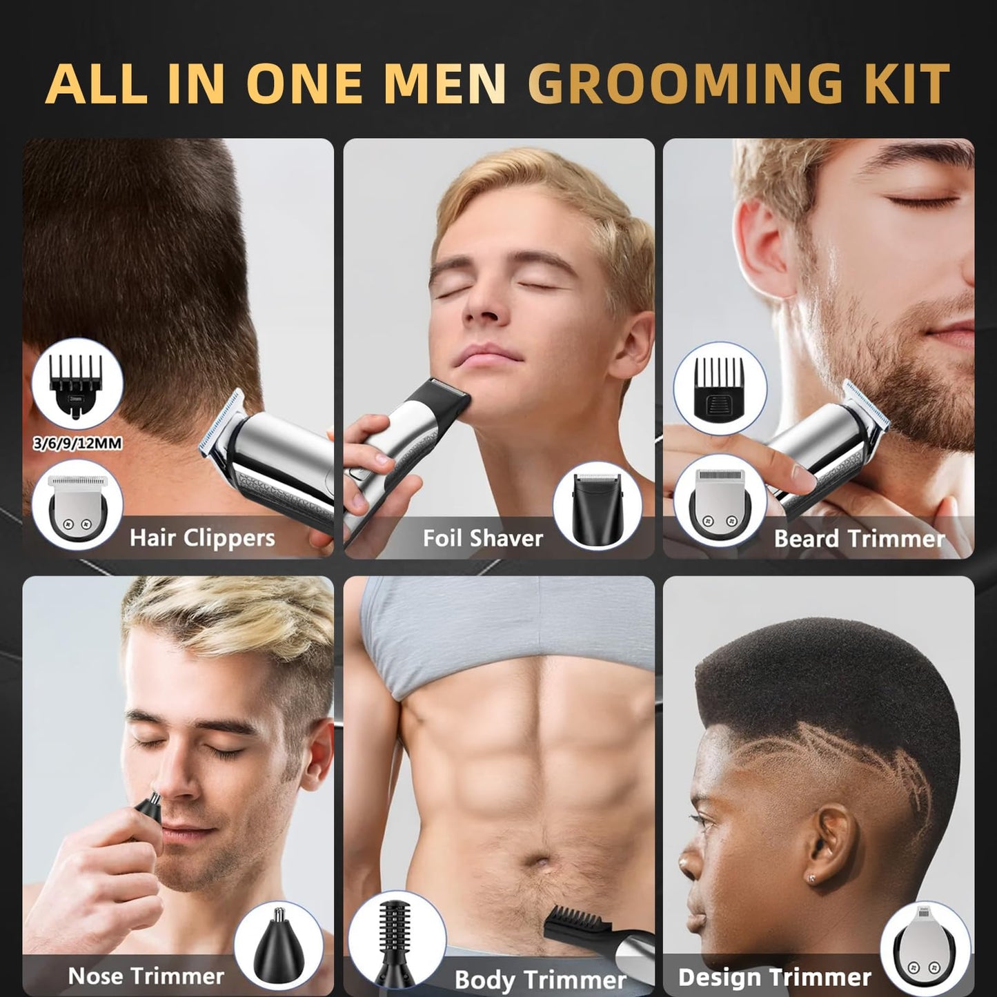 ritarga Beard Trimmer for Men, 20 Length Settings, Waterproof Electric Razor for Men, Hair Trimmer, Nose Hair Trimmer, Cordless Hair Clippers Beauty and Personal Care ritarga