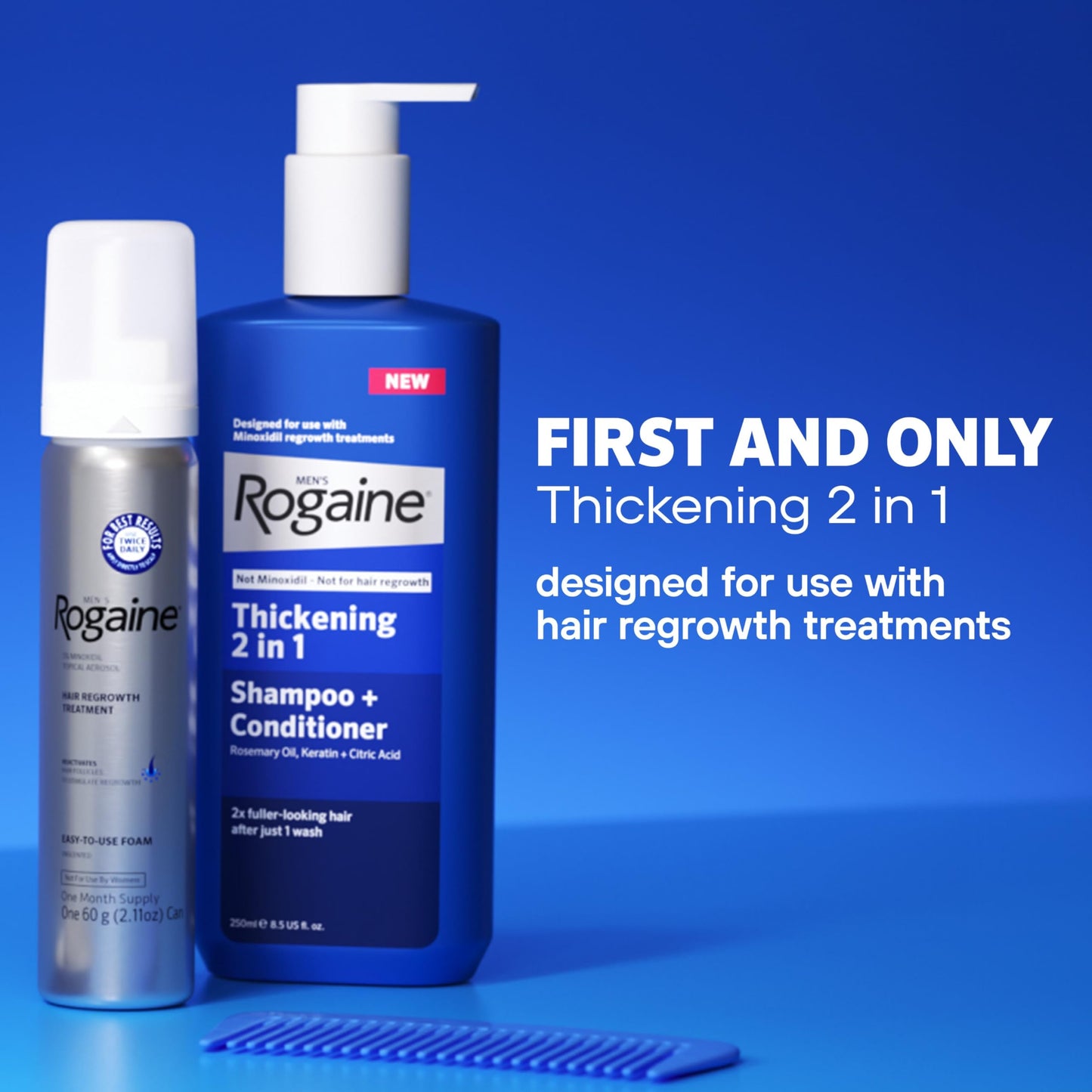 Rogaine Men's Thickening 2 in 1 Shampoo + Conditioner, Hair Thickening Shampoo & Conditioner with Rosemary Oil, Keratin & Citric Acid Leaves Hair Beauty and Personal Care Rogaine
