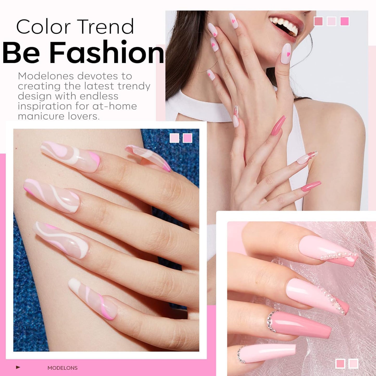 modelones Gel Nail Polish Set, 6 Colors 2026 Mothersday Light Soft Pink White Nude Pink Gel Polish Soak Off Nail Art Design Manicure Kit Salon DIY Beauty and Personal Care modelones