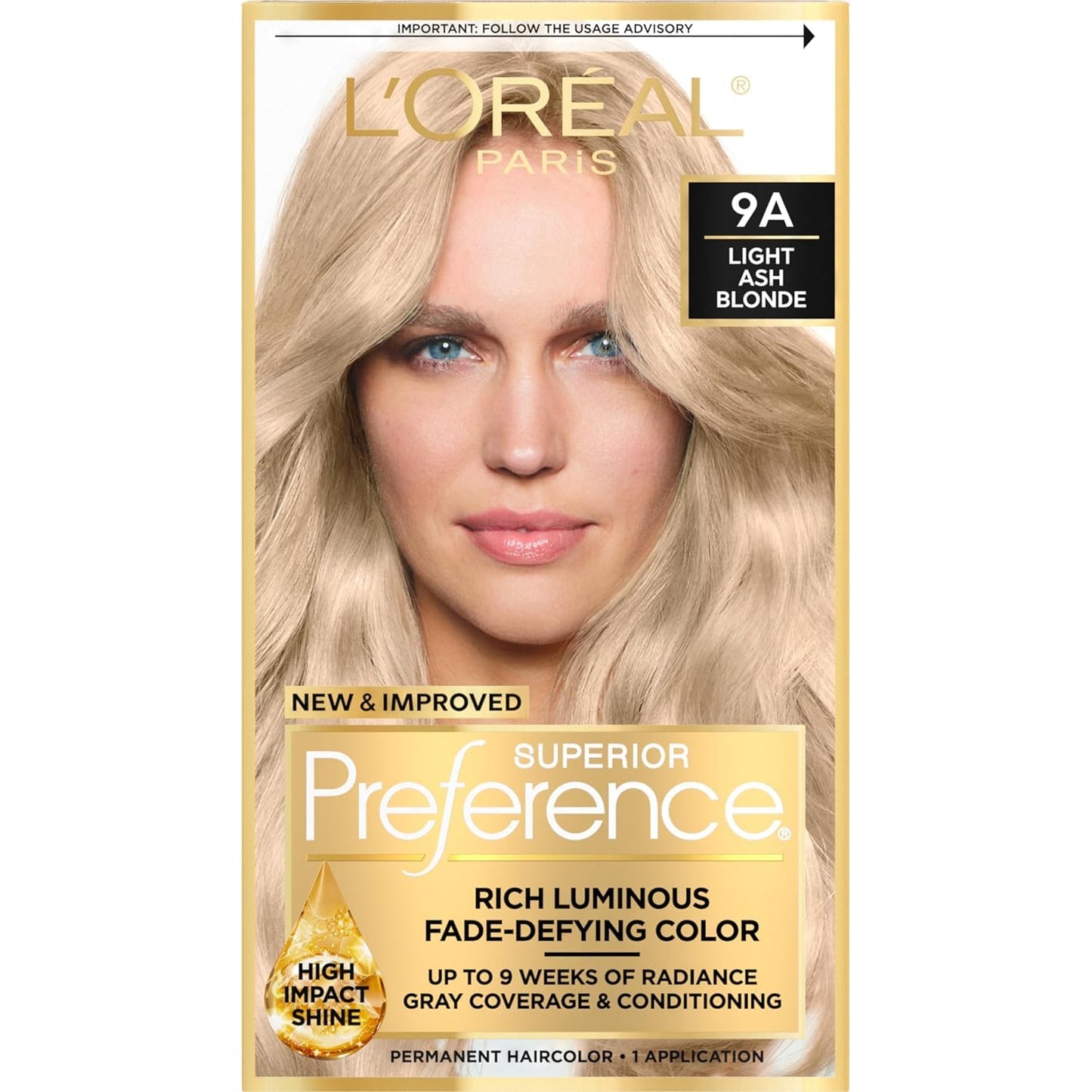 L'Oreal Paris Superior Preference Fade-Defying Color + Shine System, 9A Light Ash Blonde(Packaging May Vary)