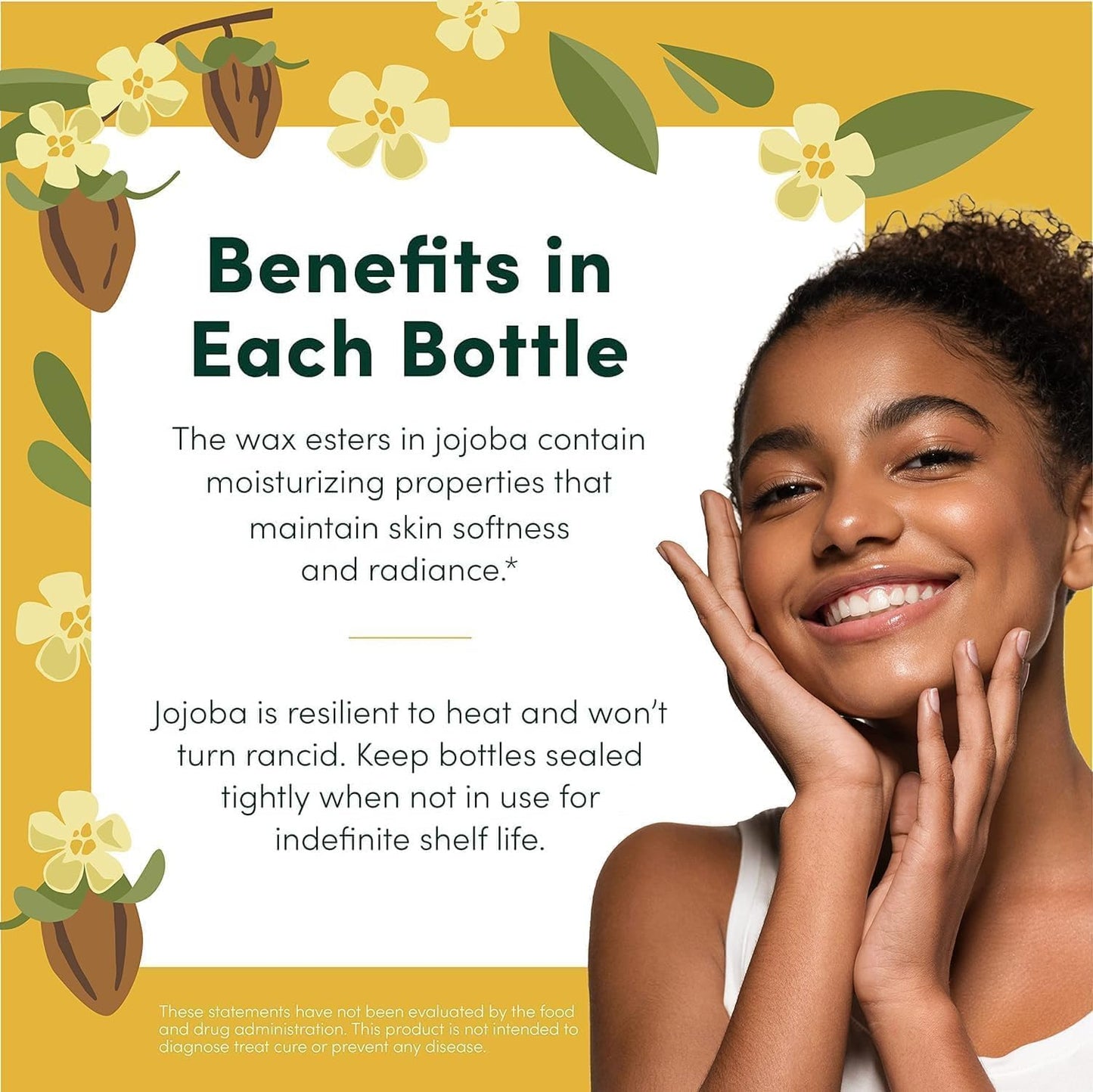 HobaCare Unrefined Organic Jojoba Oil for Skin Care, Hair, Beard, Scalp Massage - 100% Pure Carrier Oil for Perfume or Soap Making - Natural, Vegan