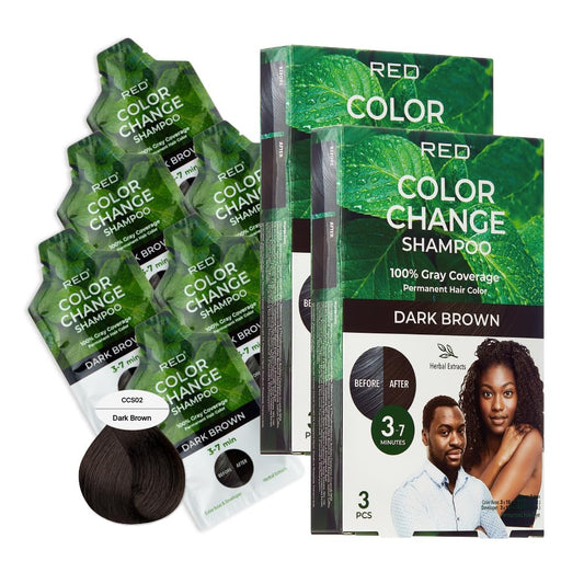 Red by Kiss Color Change Shampoo - Permanent Hair Color with 100% Gray Coverage, Quick 7-10 Minute Formula, No Tools Needed, Herbal Extracts, Includes