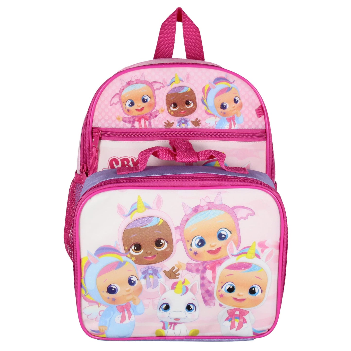 INTIMO Cry Babies Magic Tears Characters Unicorn 3 PC Backpack Lunch box Pencil Pouch Set