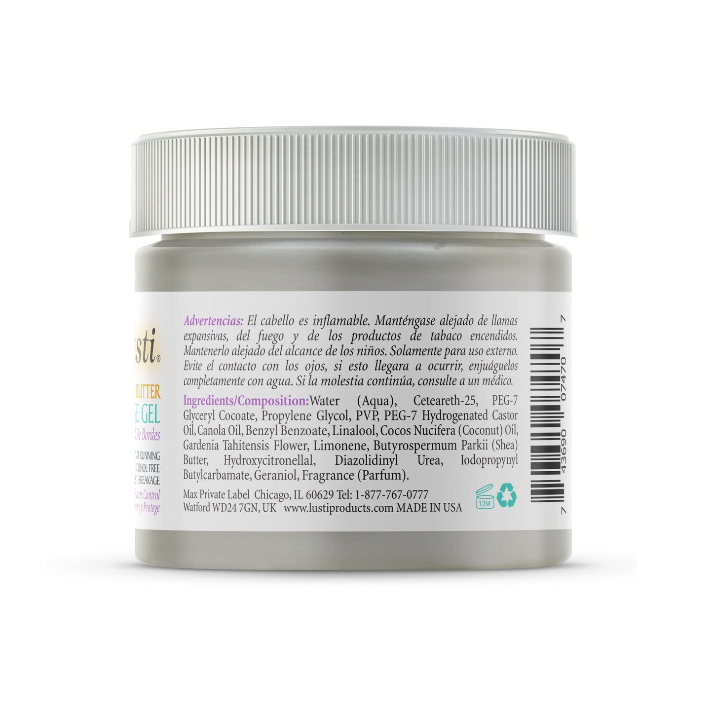 Lusti Shea Butter Edge Gel, 2.4 fl oz - Strong Hold - No Running, Non-Greasy - Alcohol-Free - Protects Against Breakage
