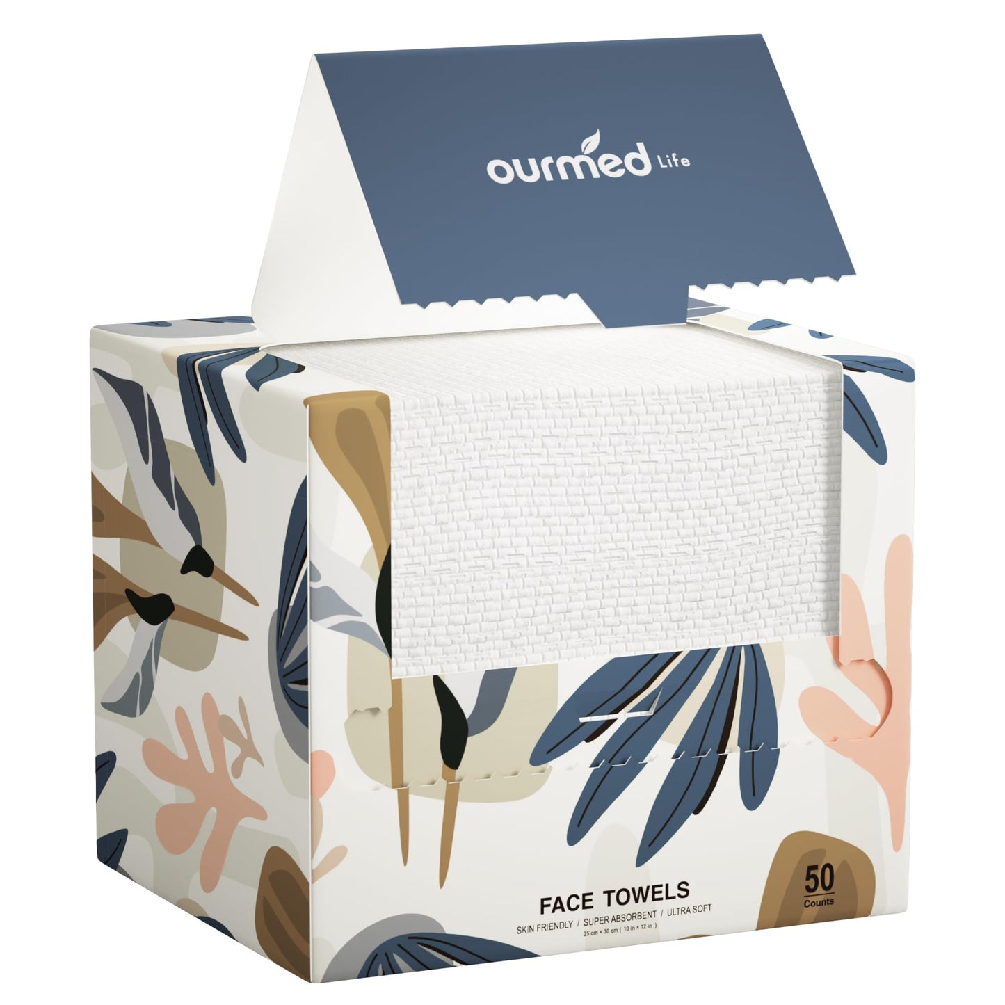 Ourmed Life Face Towels, Disposable Biodegradable Facial Towels for Sensitive Skin, Lint- free Face Wipes for Washing Face, Skincare and Makeup Beauty and Personal Care ourmed life