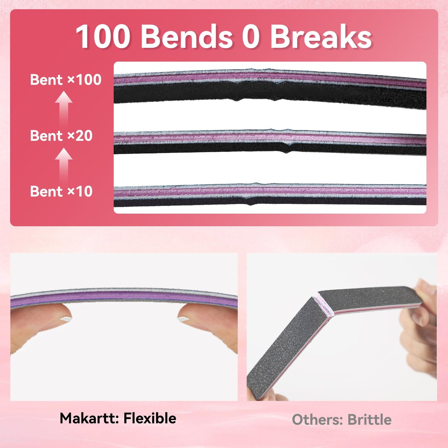 Makartt Nail File - 100/180 Grit Emery Boards for Nails, Professional Nail Files, 10pcs Double Sides Black Coarse Fingernail Filer for Acrylic