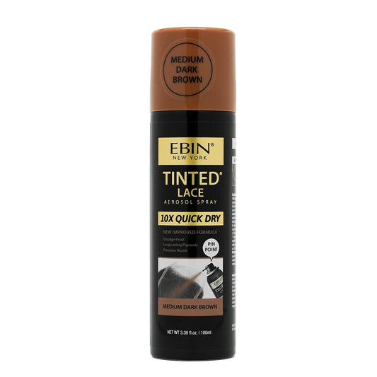 EBIN NEW YORK Tinted Lace Spray - 3.38oz/ 100ml, Medium Dark Brown | Fast Drying, Water Resistant, No Residue, Even Application, Skin-Matching Tone