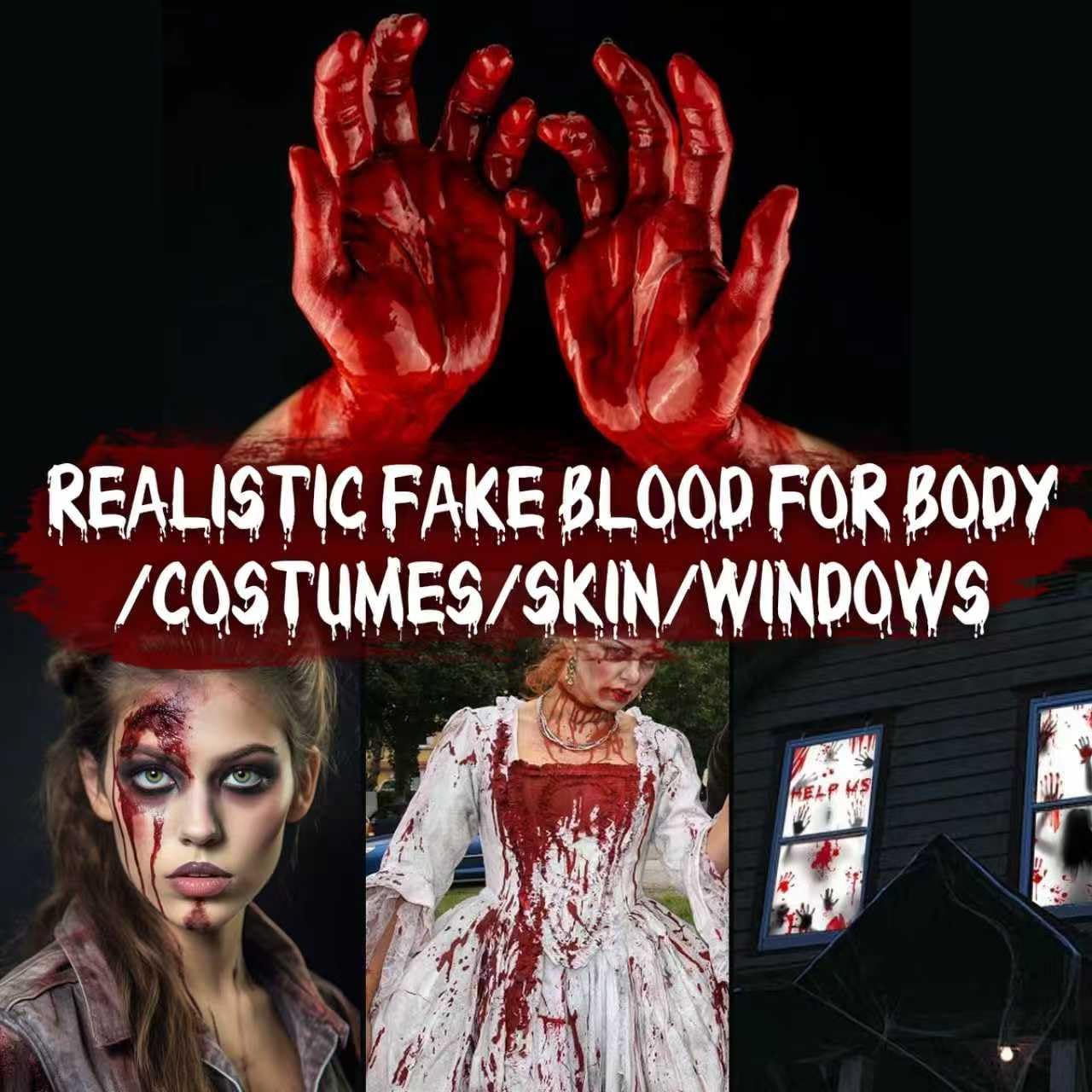 Fake Blood Spray for Halloween, 2fl oz Washable Fake Blood Makeup, Realistic Fake Blood, Fake Blood for Face, Perfect for Costume, Vampire, Clown&SFX