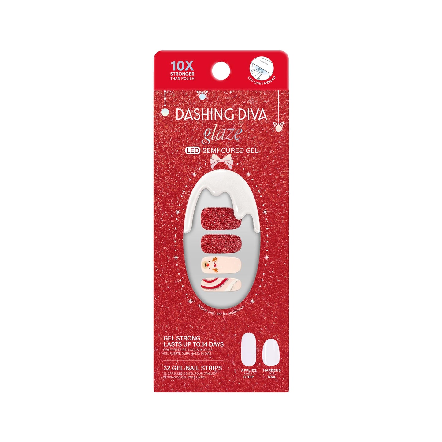 Dashing Diva Glaze Nail Strip Set - Jolly and Bright - Long Lasting, Chip Resistant, Semi-Cured Gel Nail Strips - Holiday Gel Set - 4-Piece Manicure Beauty & Personal Care Dashing Diva