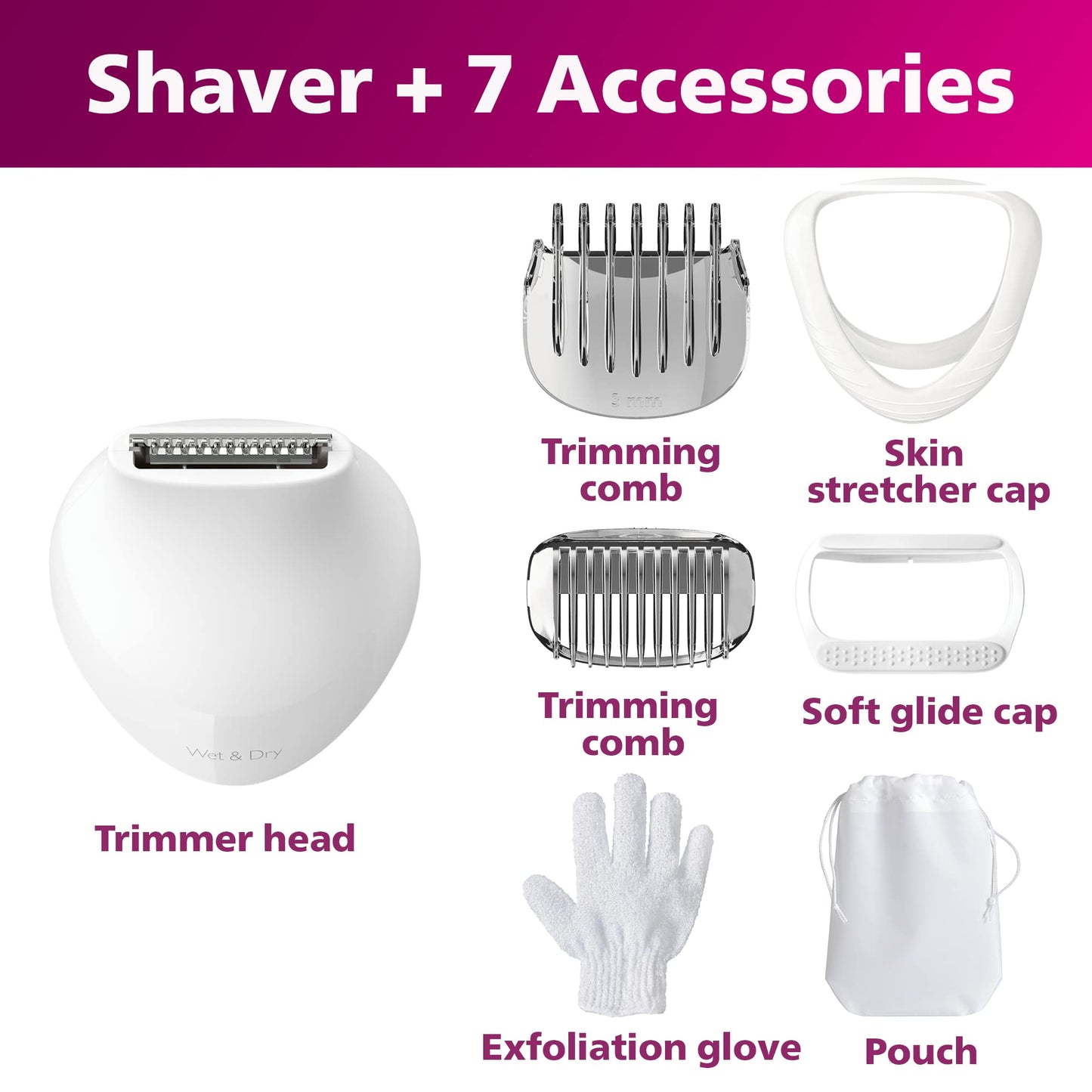 Philips Beauty Lady Electric Shaver Series 6000, Cordless with 7 Accessories, BRL146/00, White Beauty and Personal Care Philips