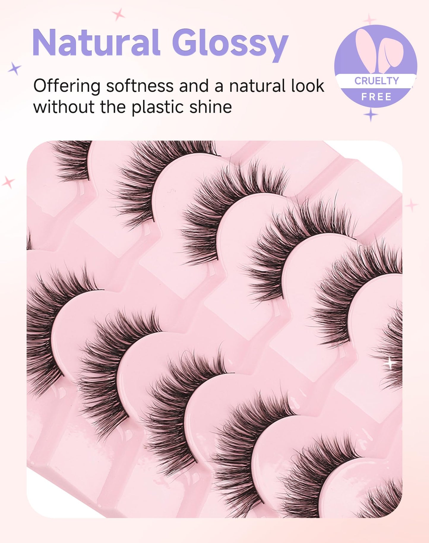 Easeful Natural Look Wispy Lashes Mink False Eyelashes C Curl Strip Lashes Pure-04 Beauty and Personal Care Easeful