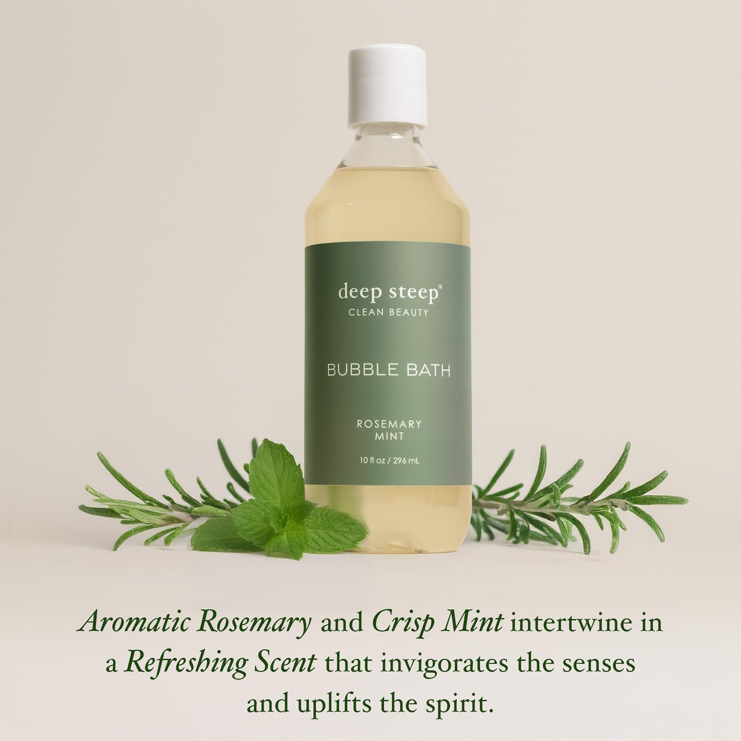 Deep Steep Bubble Bath, Rosemary Mint, 10 oz - Soothing Soak with Shea Butter, Argan Oil, Aloe Vera & Coconut Oil - Vegan, Sulfate-Free, PH-Balanced