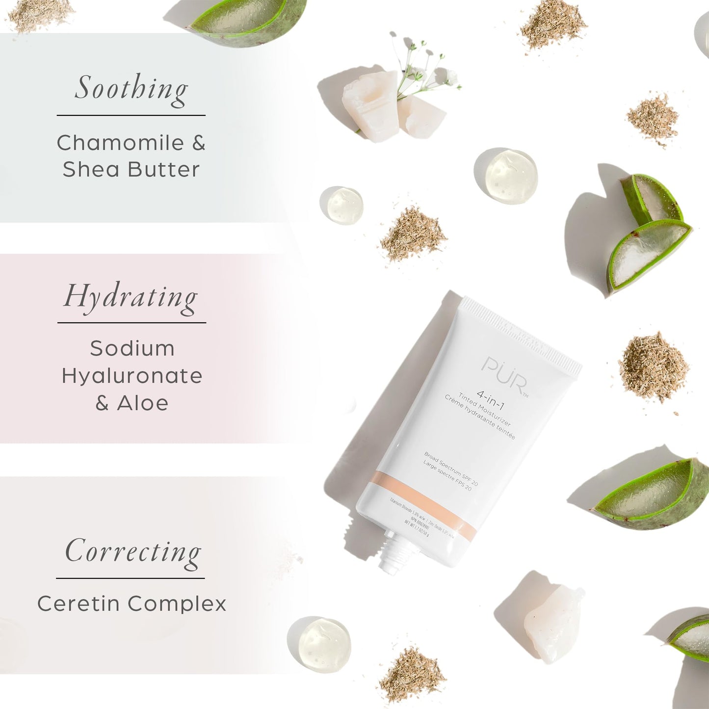 PÜR MINERALS 4-in-1 Tinted Moisturizer with SPF 20 - Hydrating Skin Tint Face Moisturizer, Primer & Foundation with Shea Butter, Aloe Vera & Vitamin