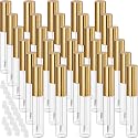 J.B.Y JUST BE YOURSELF 30 Plastic PET Lip Gloss Tubes 10ML Balm Container Clear Stopper Multi Color Lot (Gold)