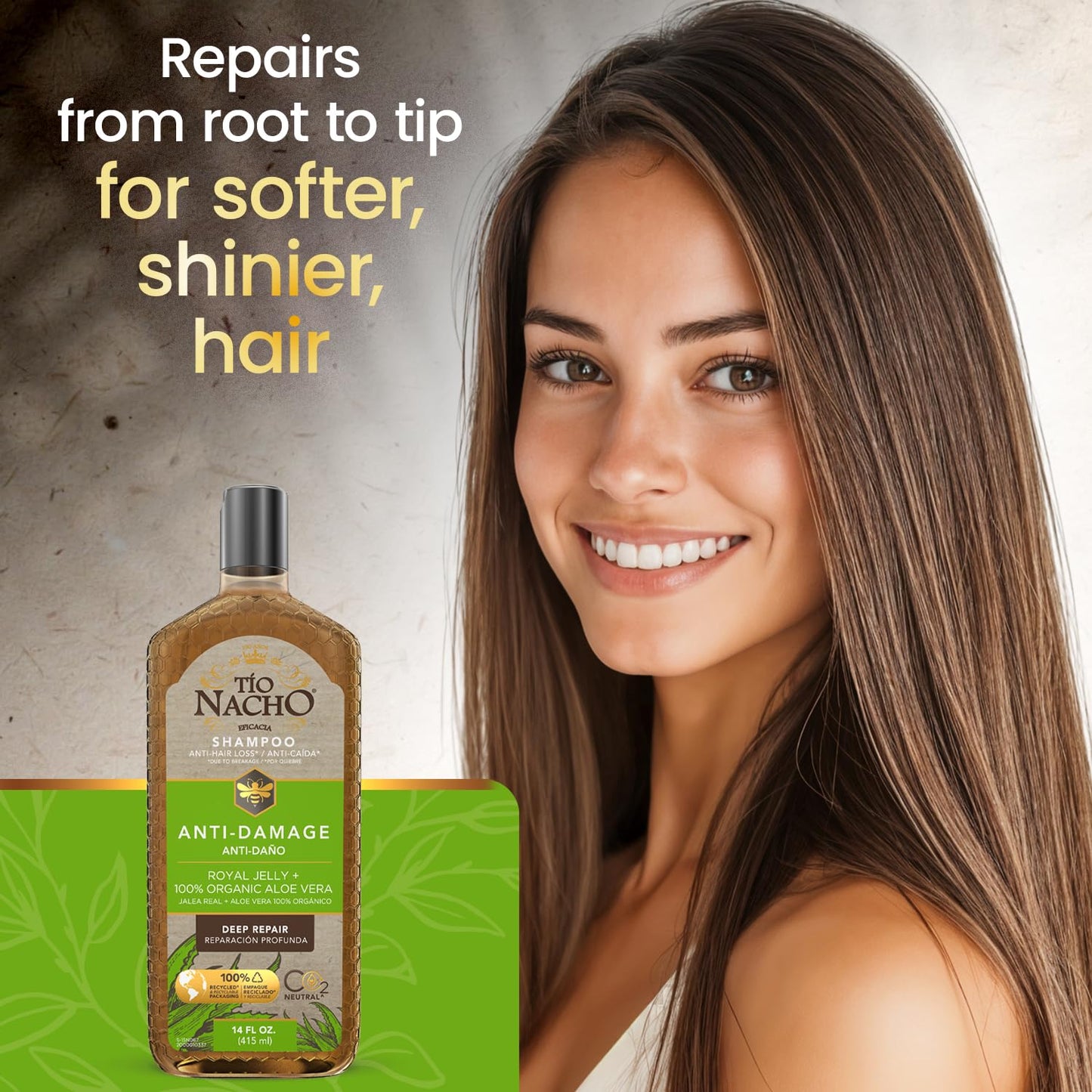 Tio Nacho Aloe Vera Deep Repair Shampoo: Organic Aloe Vera and Royal Jelly for Hair Repair and Protection, Enriched with Vegetable Keratin