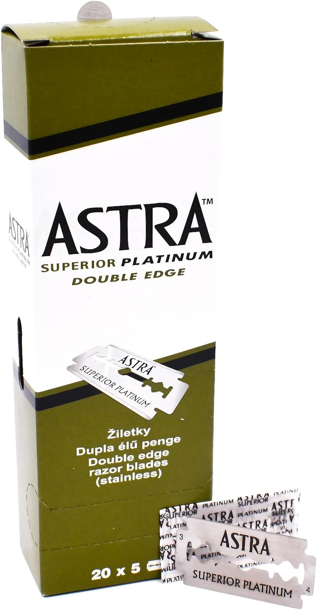 Astra Platinum Double Edge Safety Razor Blades,100 Blades (20 x 5) Beauty and Personal Care ASTRA