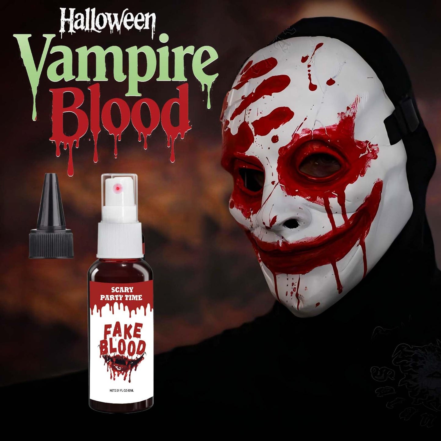 Fake Blood Splatter,2.01FL.OZ Vampire Blood Makeup,Halloween Fake Blood Spray Eye Blood Drops Body Paint?Blood Splatter for Clothes,Halloween Zombie