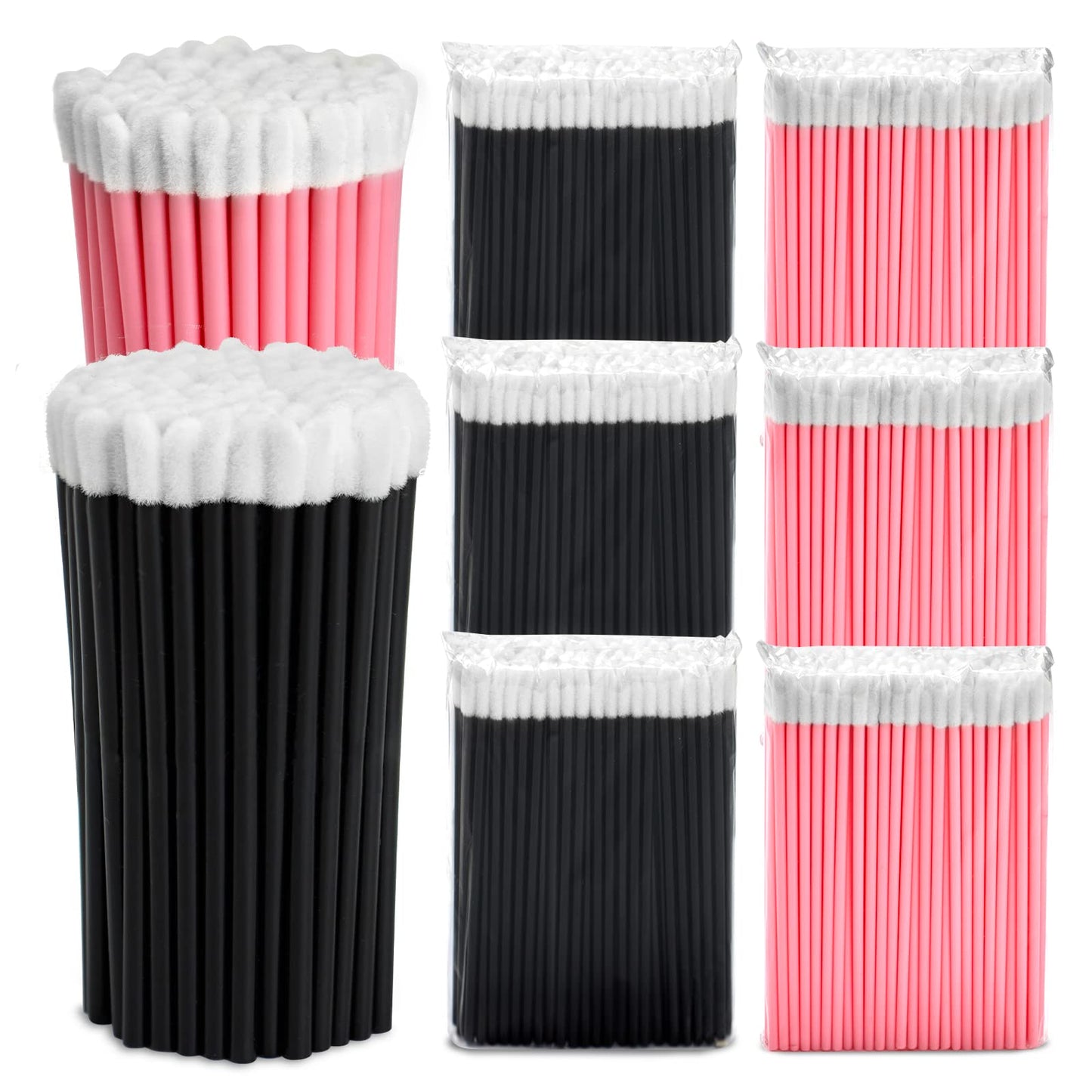 600pcs Disposable Lip Applicators, Lipstick Brushes & Lip Wands - Black & Pink 3.6 Inch Hygienic Makeup Applicators for Precision Application