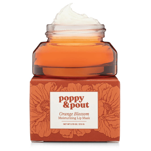Poppy & Pout Orange Blossom Overnight Lip Mask - Nourishing Lip Moisturizer with Shea Butter & Beeswax - Cruelty Free, Recyclable Glass Jar (0.65 oz) Beauty & Personal Care Poppy & Pout