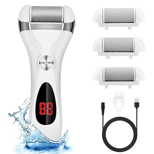 Electric Foot Callus Remover Kit, Elmchee Rechargeable Callous removers 3 Grinding Heads Waterproof Foot Scrubber File, Professional Pedicure Tools