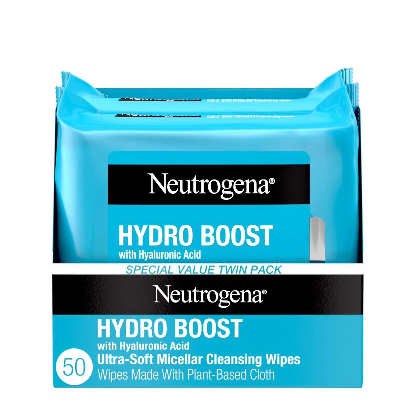 Neutrogena Hydro Boost Ultra-Soft Micellar Cleansing Wipes with Hyaluronic Acid, Hydrating Makeup Remover Wipes Remove Dirt & Waterproof Makeup