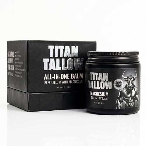 Titan Tallow Balm for Face and Body with Magnesium - Grass-Fed, Grass-Finished Beef Tallow Moisturizer with Manuka Honey, Jojoba Oil, Rosehip Oil