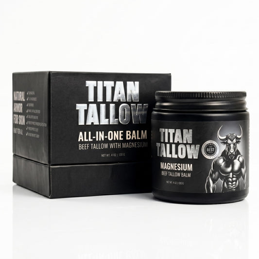 Titan Tallow Balm for Face and Body with Magnesium - Grass-Fed, Grass-Finished Beef Tallow Moisturizer with Manuka Honey, Jojoba Oil, Rosehip Oil