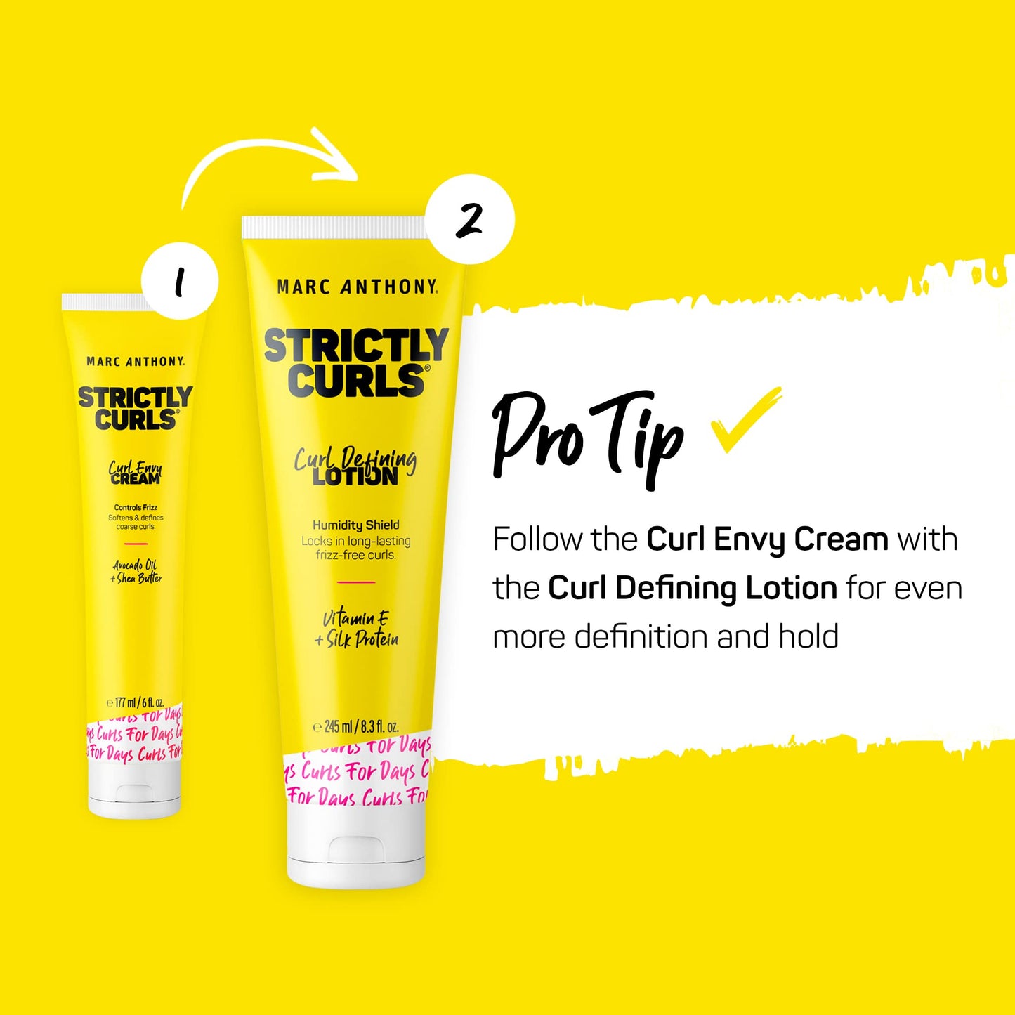 Marc Anthony Curl Defining Lotion, Strictly Curls - 2 Pack - Silk Protein & Vitamin E Hair Gel for Dry Damaged Curly Hair - Sulfate-Free Moisturizing