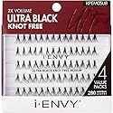 i-ENVY By KISS Ultra Black Knot Free Lashes, Natural & Bold Look, 280 Individual Remy Hair Lashes, Lightweight, Easy-to-Use, Perfect for Subtle