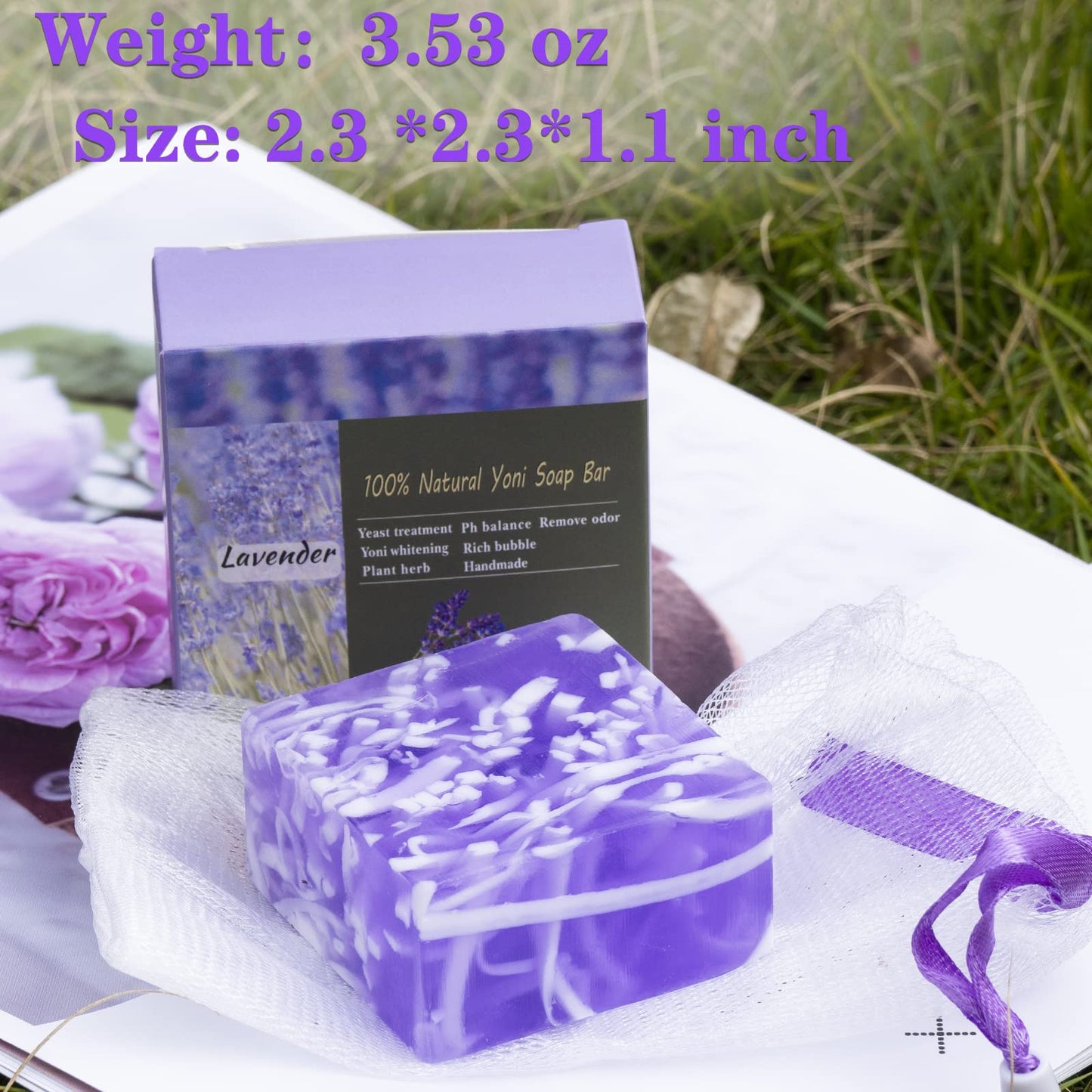 2 PCS Yoni Soap Bars for Women, 100% Handmade Natural PH Balanced & V Cleansing Bar Soap for Women, Natural Soap Bar with Bubble Foam Net, Bath Wash