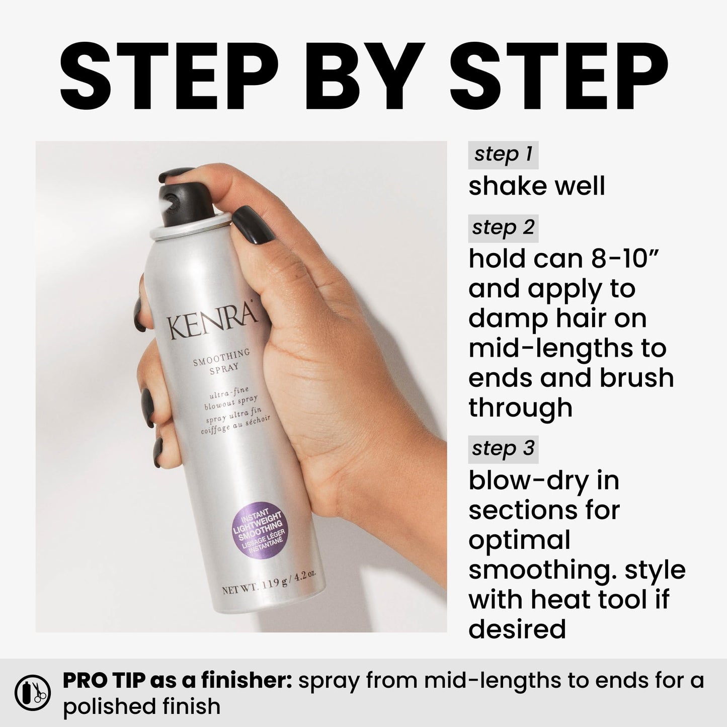 Kenra Professional Smoothing Spray | Ultra-Fine Blowout Spray | Heat Protectant | Provides Instant Smoothing For Fine To Medium Hair | Up to 3 Days