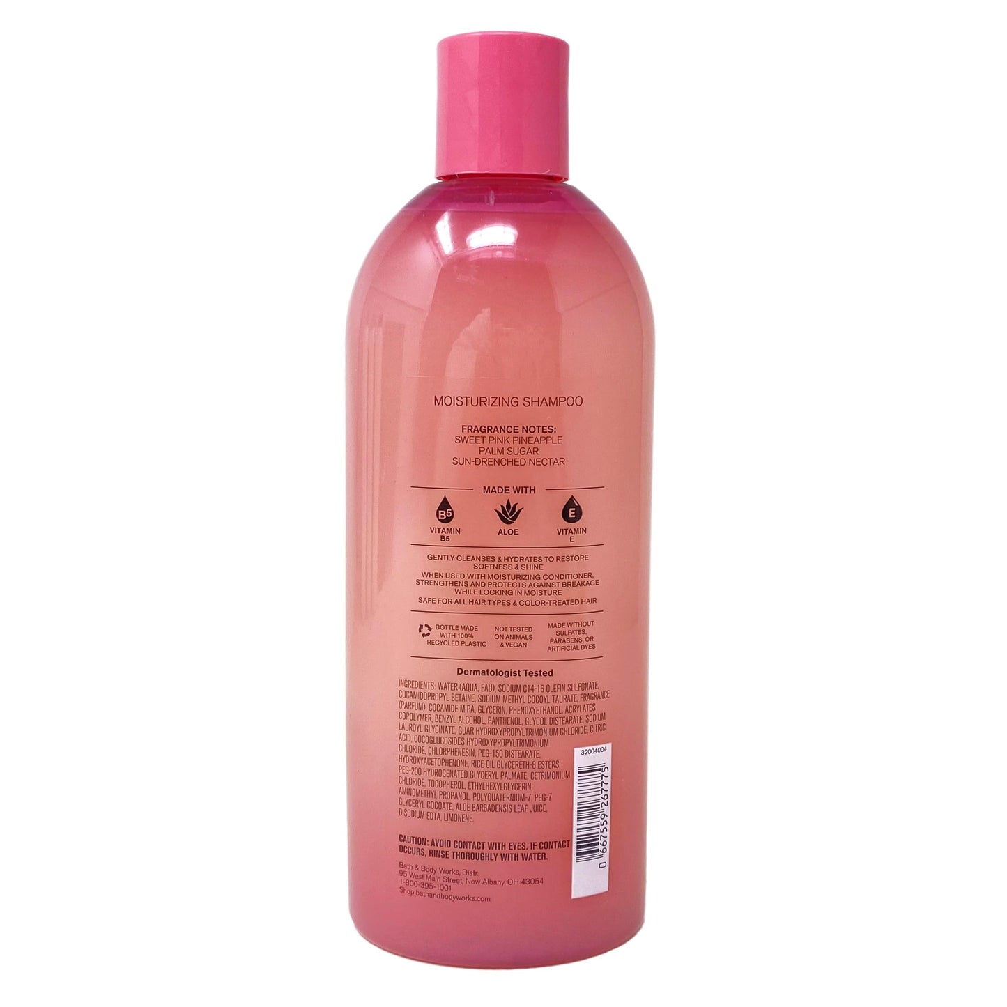 Bath & Body Works Costa Rica Pink Pineapple Sunrise 2 Piece Moisturizing Shampoo Set with a Marbela Natural Oats Sample Soap